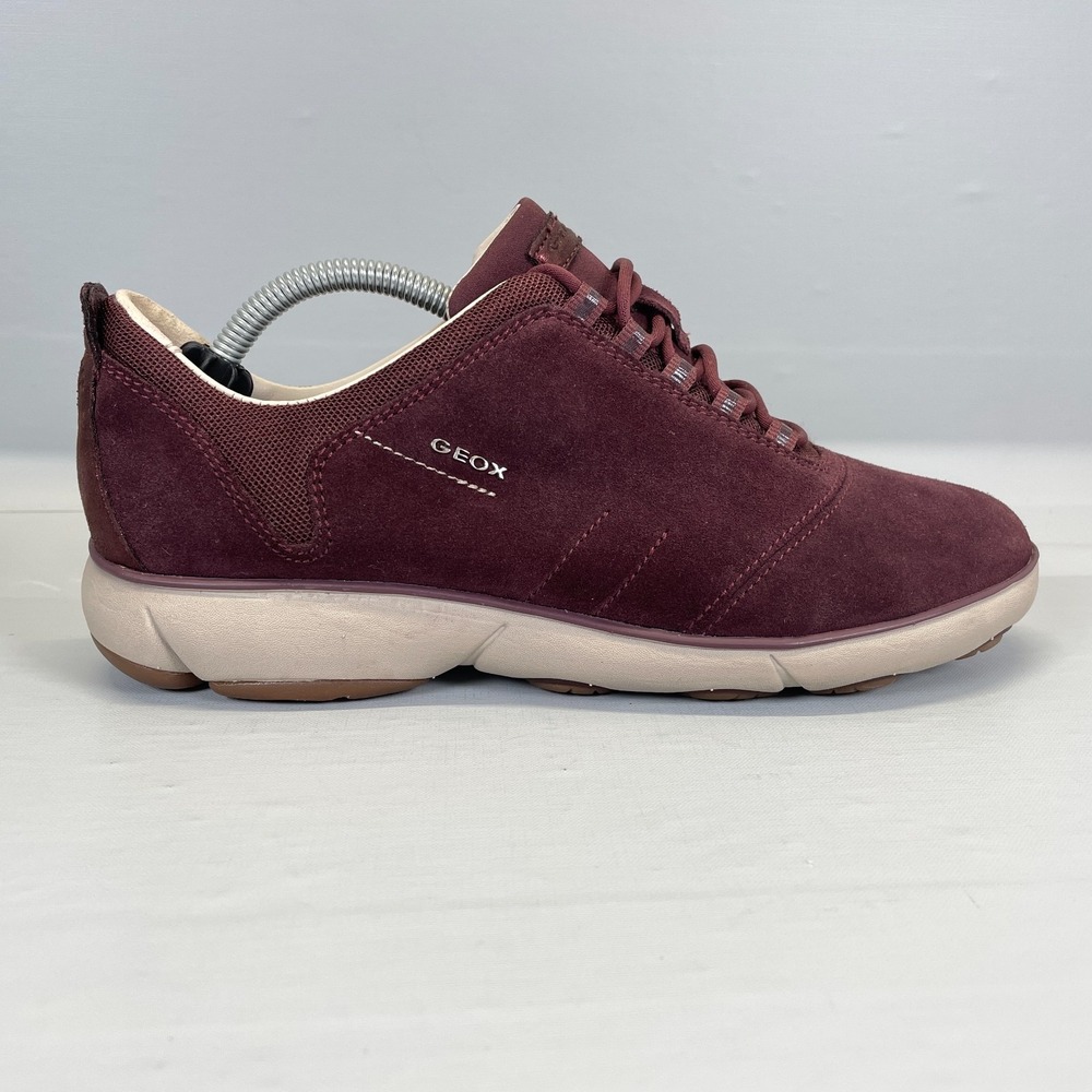Geox Respira Shoes Womens Size 8 Maroon Suede Lace Up Comfort Breathable Sneaker